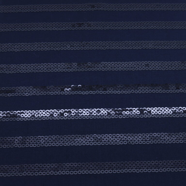 Tissu rayé de sequins Bleu nuit