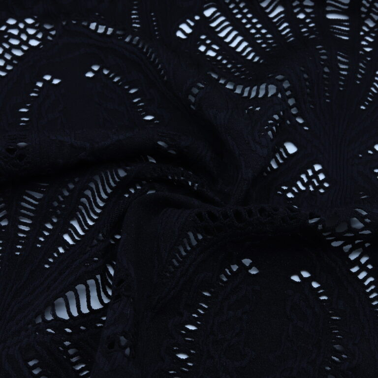 Tissu jacquard ajouré graphique Bleu nuit