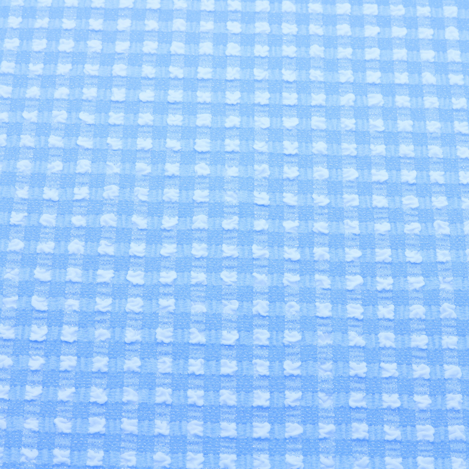 Tessuto per costume da bagno a quadretti gingham con stampa lurex argentata, azzurro cielo · DY81105 · D'YRSAN